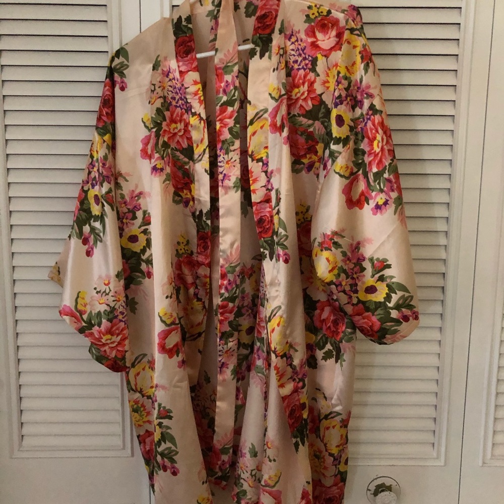 Silk floral robe